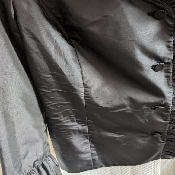 Calvin Klein Black Ruffle Trim Lightweight Blazer Jacket Evening Size Large - Picture 9 of 14